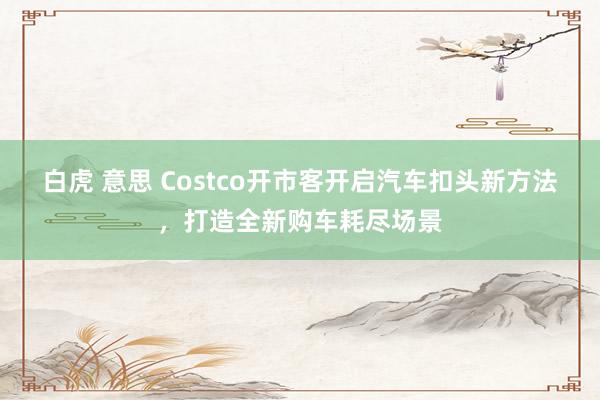 白虎 意思 Costco开市客开启汽车扣头新方法，打造全新购车耗尽场景