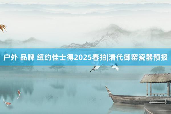 户外 品牌 纽约佳士得2025春拍|清代御窑瓷器预报